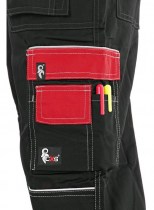 Spodnie robocze CXS Orion Teodor - czarno-czerwone – kieszenie na lewej nogawce