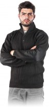 Czarny sweter Reis ze wzmocnieniami na łokciach i ramionach